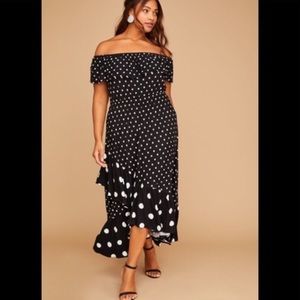 Lane Bryant off the shoulder polka dot dress